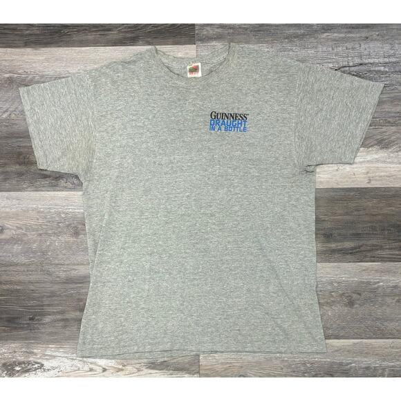 Vintage 90s Guinness Draught In A Bottle Gray Beer Alcohol Promo Mens XL T-Shirt - Picture 2 of 7